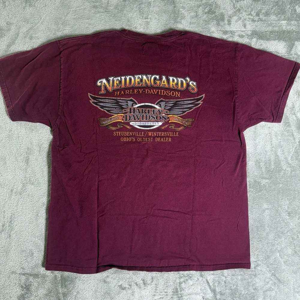 Harley Davidson T-Shirt Live To Ride XL Maroon Ohio Dealer Neidengard's Wings